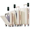Luggage Set of 3, 20, 24, 28inch with USB Port, 20, 24inch with front opening design Airline Certified Carry on Luggage with Cup Holder