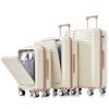 Luggage Set of 3, 20, 24, 28inch with USB Port, 20, 24inch with front opening design Airline Certified Carry on Luggage with Cup Holder