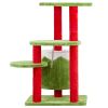 32in Christmas Themed Cat Tower with Cat Condo, 3-Level Plush Cat Tree Activity Center for Indoor Cats