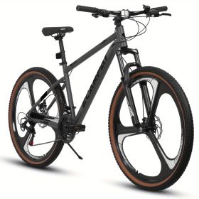 A27301M Ecarpat Mountain Bike 27.5 Inch Wheels, 21 Speed Road Bicycle With Dual Disc Brakes For Men And Women,High Carbon Steel Frame Front Fork (Color: Grey)