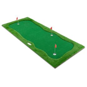 12x5 FT Golf Putting Green, Golf Training Mat With High-quality Turf, 3 Holes, 3 Flags And Cups For Indoor Outdoor (Color: Green)